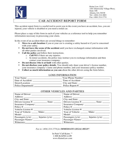 car accident report sample pdf